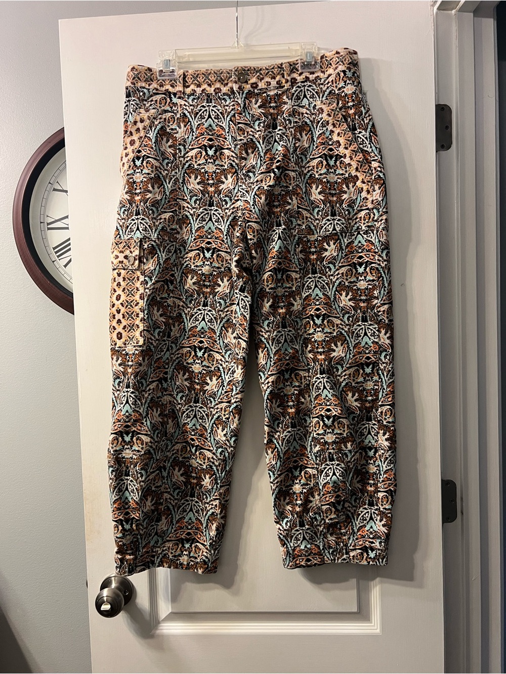 Anthropologie paisley boho corduroy barrel leg pants size 14